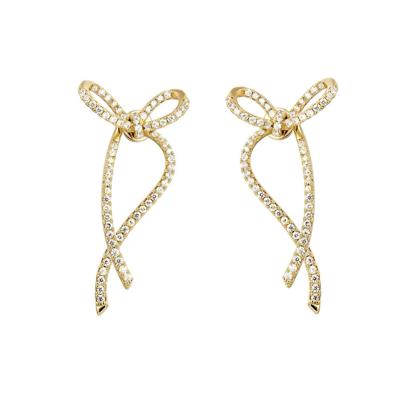 Bow earring luxe gold